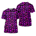 Purple Skull Gothic Pattern Hawaiian Golf Shirt, Mens Golf Polo, Printed Golf Shirts