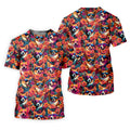 Tropical Corgi Floral Pattern Hawaiian Golf Polo, Golf Tops For Men, Golfing Apparel