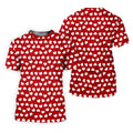 White And Red Heart Pattern Golf Tops For Men, Valentine Golf Gift, Polo Shirts For Men, Golf Gift For Men