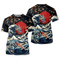Japanese Dragon Koi Wave Hawaiian Golf Shirt, Mens Golf Apparel, Golf Polo Shirts For Men