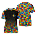Acceptance Awareness Understanding Autism Awareness Puzzle Pattern Black Fade Women's Golf Tops