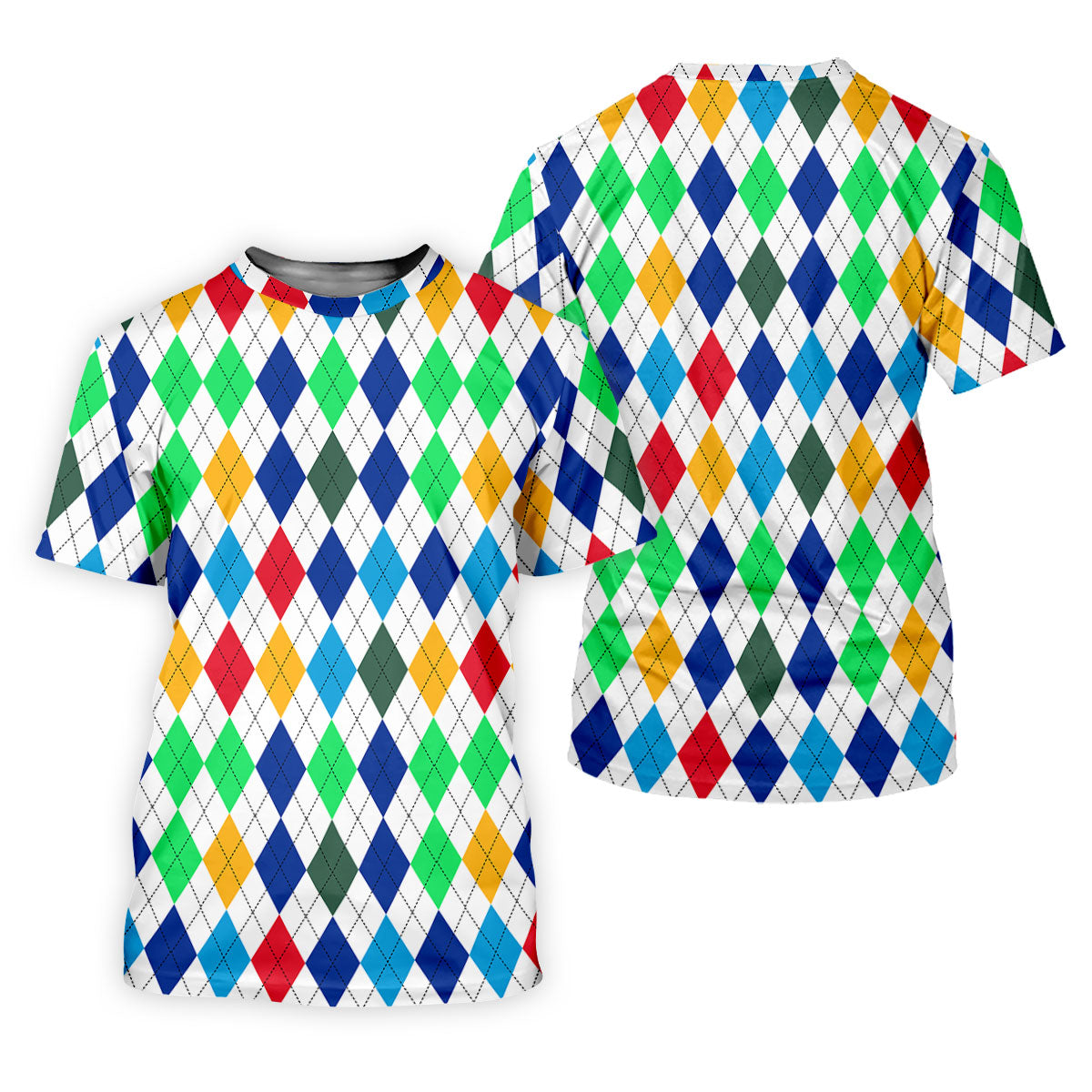 Colorful Argyle Golf Shirt, Classic Diamond Pattern Polo, Womens Golf Polo Shirt, Custom Ladies Golf Shirt