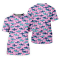 Shark Pattern Hawaiian Golf Shirt, Pink Golf Shirt, Golf Shirt For Women, Golfing Apparel