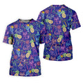 Neon Tropical Raccoon Cocktail Pattern Hawaiian Golf Shirt, Women's Golf Tops, Ladies Golf Shirts