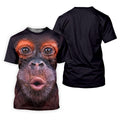 Funny Monkey Face Closeup Print Hawaiian Golf Polo, Golf Tops For Men, Golfing Apparel