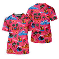 Pink Bigfoot Aloha Beach Vacation Golf Shirt, Mens Golf Polo, Printed Golf Shirts