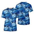 Blue Tropical Hibiscus Floral Golf Shirt, Mens Polo Shirts, Golf Apparel For Men