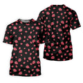Strawberry Slice Black Golf Shirt, Men's Golf Shirt, Hawaiian Golf Shirt, Golf Shirts For Men