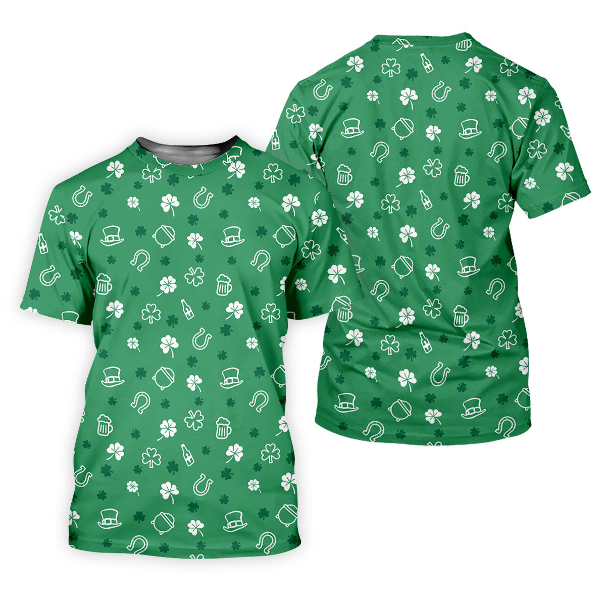 Leprechaun Hat Shamrock Beer Seamless Pattern St. Patrick’s Day Golf Shirt, Women's Golf Tops, Ladies Golf Polos