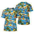Yellow Rubber Duck Beach Theme Hawaiian Golf Shirt, Women's Golf Tops, Ladies Golf Shirts