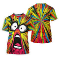 Screaming Face Colorful Retro Hawaiian Golf Shirt, Fun Women's Golf Shirts