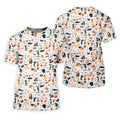 Golf Equipment Cart Ball Pattern Polo Shirt, Mens Golf Polo, Printed Golf Shirts