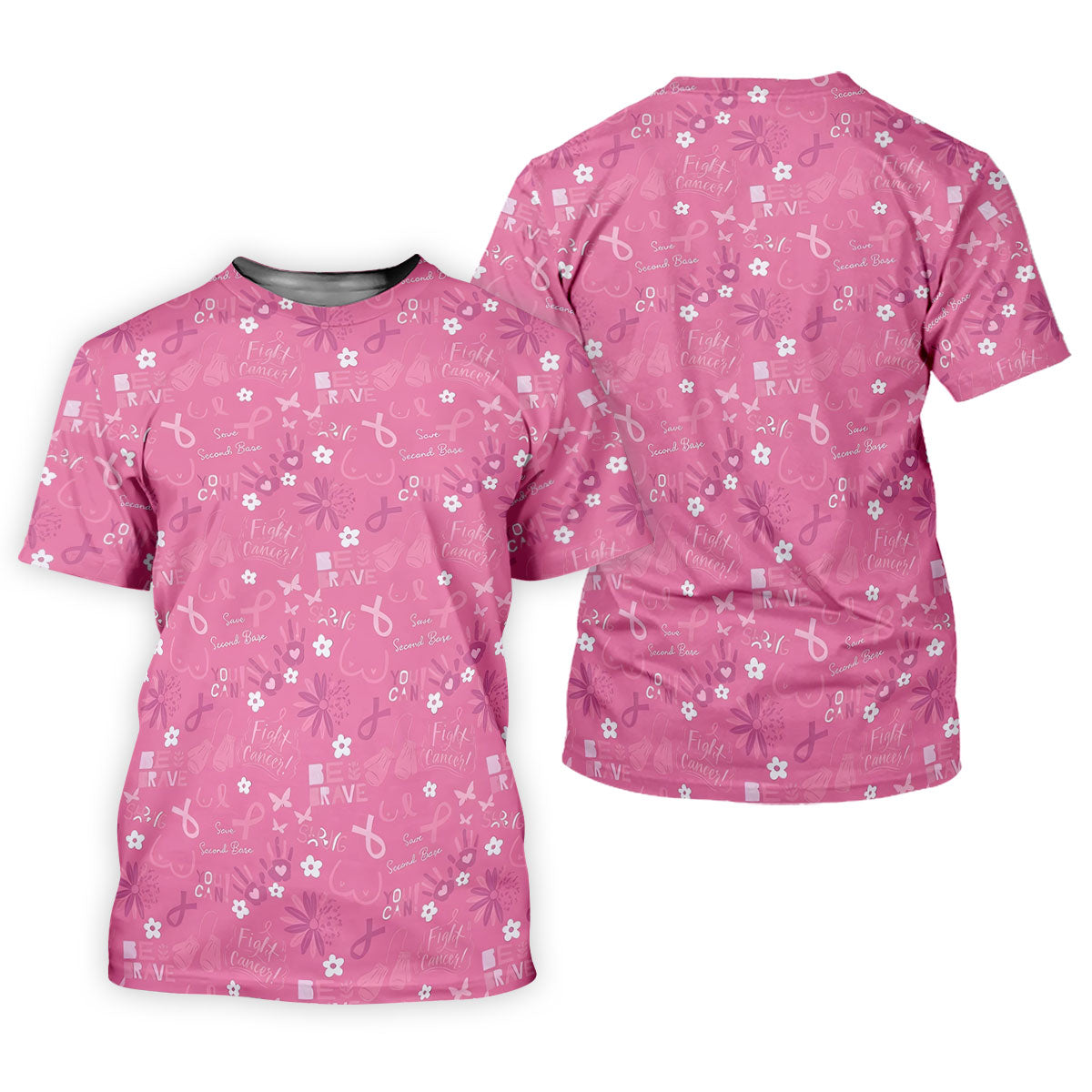 Save Second Base Fight Breast Cancer Polo Shirt, Polo Shirts For Men, Printed Golf Shirts