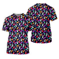 Hawaiian Pineapples Donut Finger Turquoise Orange Purple Fun Women's Golf Shirts, Women's Golf Tops