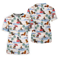 Tropical Dachshund Beach Pattern Hawaiian Golf Polo, Golf Tops For Men, Golfing Apparel