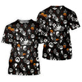Halloween Pumpkin Skeleton Pattern Golf Polo Shirt, Golf Shirts For Women, Ladies Golf Tops