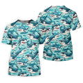 Animated Shark Hawaiian Golf Shirt, Men's Funny Golf Shirts, Golf Shirts For Men