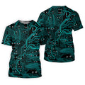 Circuit Board Pattern Hawaiian Golf Shirt, Women's Golf Tops, Ladies Golf Shirts