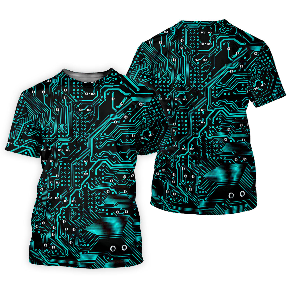 Circuit Board Pattern Hawaiian Golf Shirt, Women's Golf Tops, Ladies Golf Shirts