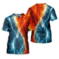 Lightning Fire And Ice Split Golf Polo Shirt, Golf Shirts For Men, Mens Golf Polo