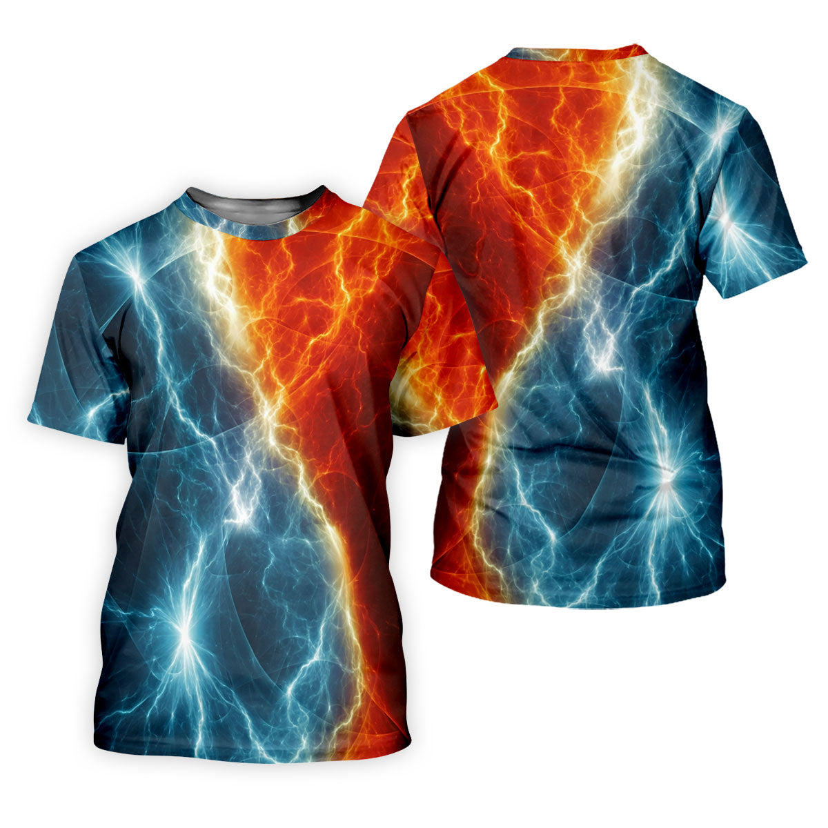 Lightning Fire And Ice Split Golf Polo Shirt, Golf Shirts For Men, Mens Golf Polo