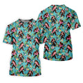 Aqua Blue Bigfoot Beach Party Hawaiian Golf Shirt, Women's Golf Tops, Ladies Golf Shirts