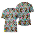 Bigfoot Pop Culture Pattern with Retro TV Sets Design Design Hawaiian Golf Polo, Golf Tops For Men, Golfing Apparel