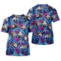 Funny Opossum Blue Purple Hawaiian Golf Shirt, Tropical Theme Golf Shirt For Women