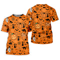 Black Cat and Pumpkin Halloween Polo Shirt, Golf Polo Apparel, Mens Golf Outfit