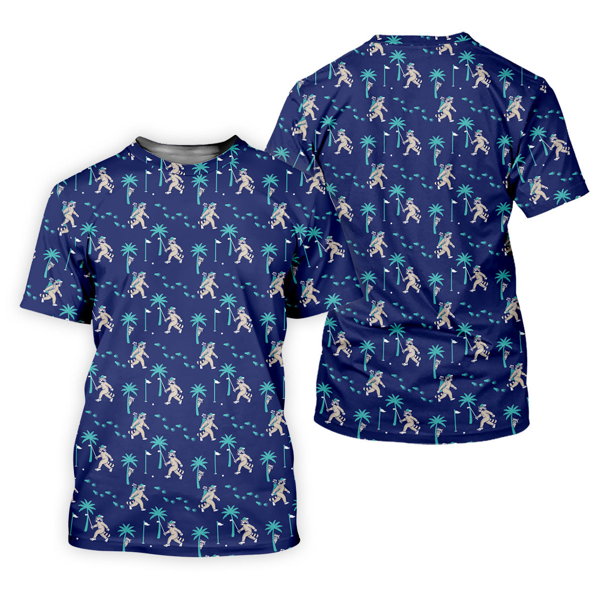 Funny Raccoon Tropical Golf Pattern Polo Shirt, Men's Golf Shirt, Golf Apparel For Men