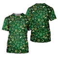Beer Shamrock Neon Pattern St Patrick's Day Golf Shirt, Golf Tops For Men, Golf Shirts For Men