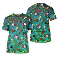 Teal Tropical Cocktail Parrot Pattern Golf Polo Shirt, Men's Golf Shirt, Golf Polo Shirts For Men