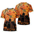 Spooky Black Cat Halloween Golf Polo Shirt, Men's Golf Shirts, Hawaiian Golf Shirt