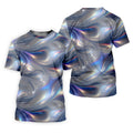 Silver Marble Golf Shirt, Futuristic Holographic Wave Pattern, Golf Shirt For Women