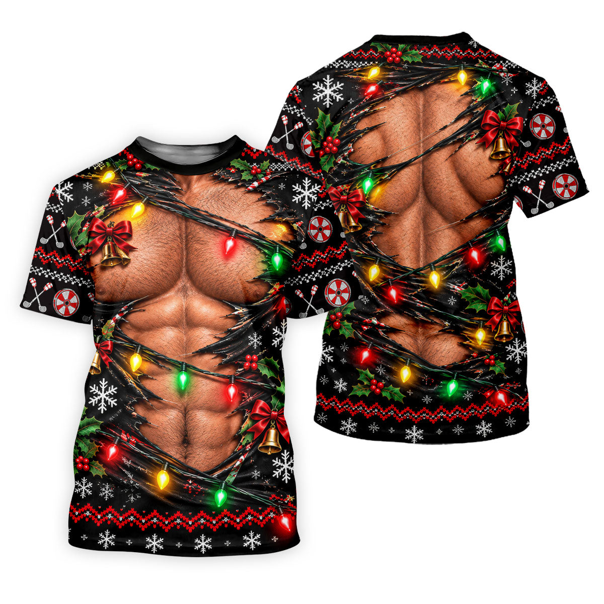 Christmas Ripped Muscle Polo Shirt, Christmas Golf Shirt For Men, Mens Golf Apparel