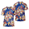 Royal Blue Japanese Floral Pattern Golf Shirt, Mens Golf Apparel, Printed Golf Shirts