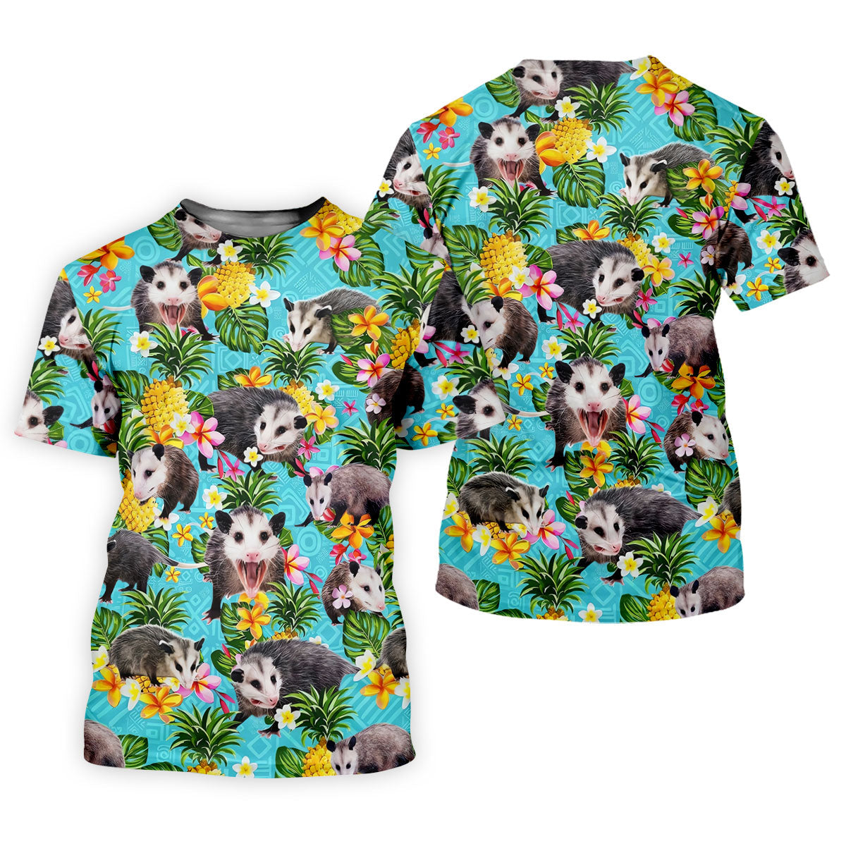 Funny Opossums Among Pineapples Pattern Hawaiian Golf Polo, Golf Tops For Women, Golfing Apparel