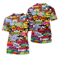 Comic Pop Art Golf Shirt, Retro Speech Bubble Pattern, Polo Shirts For Men