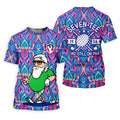 Colorful Psychedelic Santa Golfer Print Women's Golf Tops, Women’s Golf Apparel, Golf Polo For Women