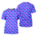 Purple Blue Gradient Checkered Pattern Golf Shirt, Ladies Golf Shirts, Women’s Golf Apparel, Printed Golf Shirt