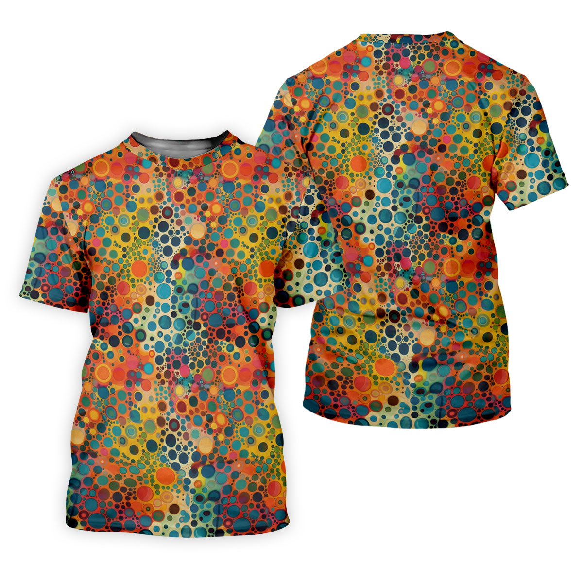 Vibrant Overlapping Dot and Circle Design Hawaiian Golf Polo, Golf Tops For Women, Golfing Apparel