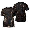 Gothic Raven Black Cat Skull Halloween Polo Shirt, Golf Shirts For Men, Mens Golf Apparel