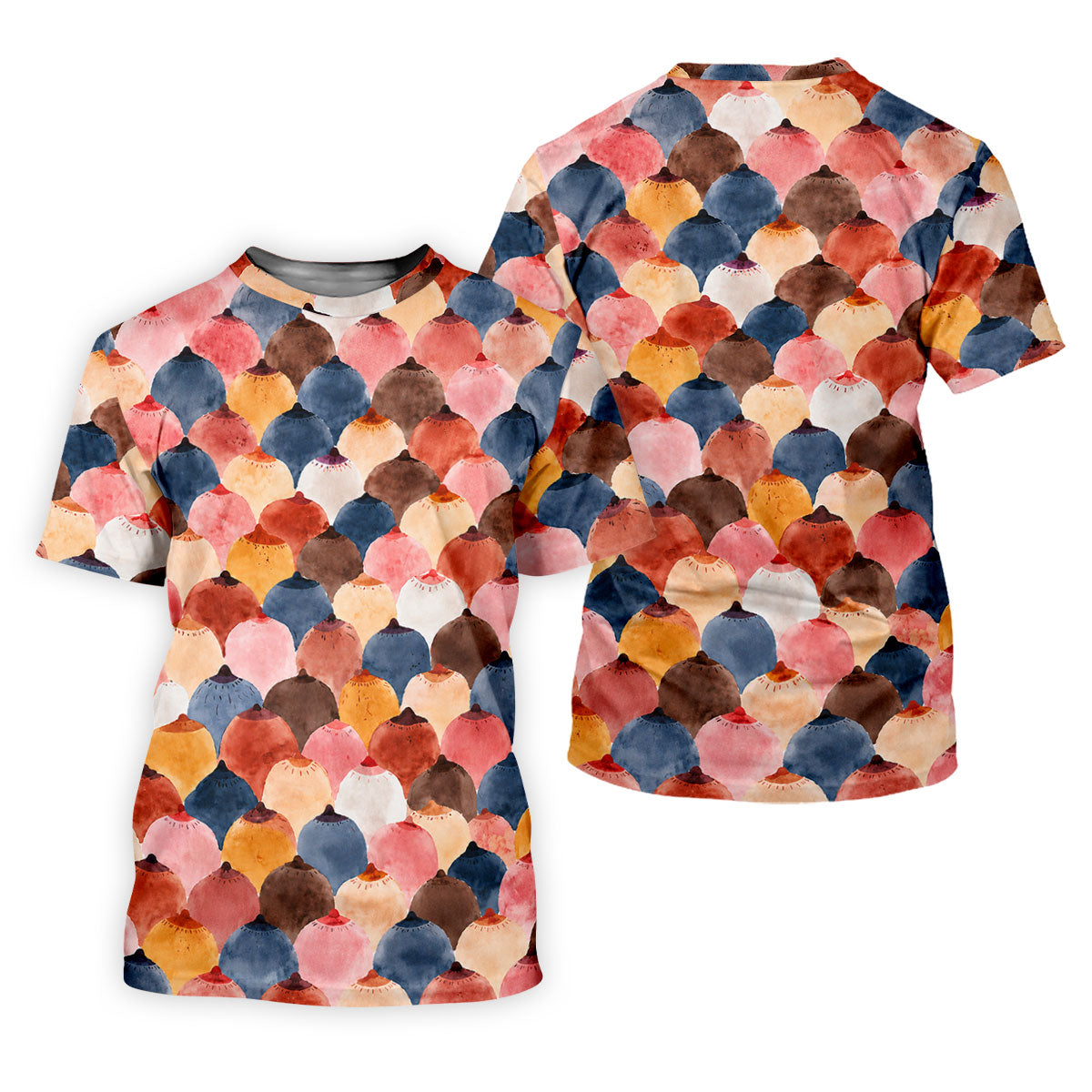 Colorful Watercolor Shell Pattern Golf Shirt, Golf Shirts For Men, Men's Golf Shirt, Polo Shirts For Men