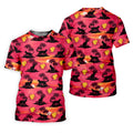 Tropical Cat Sunset Pattern Hawaiian Golf Polo, Golf Tops For Women, Golfing Apparel