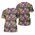 Halloween Patchwork Pattern Golf Polo Shirt, Women's Golf Tops, Golf Polo For Women
