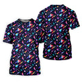 Retro Memphis Geometric Pattern Golf Polo Shirt, Women's Golf Tops, Golf Polo For Women