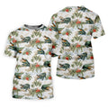 Tropical Coastal Alligator and Hibiscus Pattern Hawaiian Golf Polo, Golf Tops For Men, Golfing Apparel