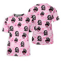 Pink Cute Ghost Caller Heart Pattern Halloween Golf Polo Shirt, Golf Apparel For Men