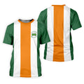 Green Orange White Vertical Stripes St Patrick's Day Golf Shirt, Women's Golf Tops, Ladies Golf Shirts