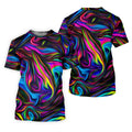 Neon Abstract Swirl Hawaiian Golf Shirt, Women's Golf Tops, Ladies Golf Shirts